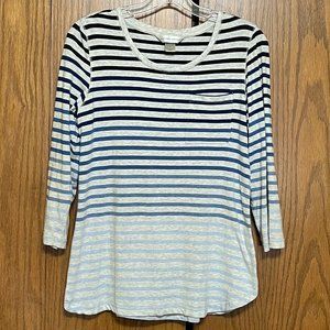 Christopher & Banks Ombre Heather Stripe ¾ Tee